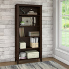 Bush Furniture – Bibliothèque à 5 tablettes Somerset, cerisier moka-Surfaces de travail en stratifié résistantes aux égratignures et aux taches