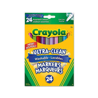 Crayola - Marqueurs lavables de la collection Colossal - Pointe fine - Paquet de 24-Couleurs vives et application lisse