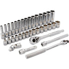 Dynamic Tools – Ensemble de douilles métriques standard/profondes, de 6 points avec prise de 3/8 po, 35 pièces, 6 à 20 mm-Comprend : 15 douilles standard SAE : 6, 7, 8, 9, 10, 11, 12, 13, 14, 15, 16, 17, 18, 19, 20 mm; 15 douilles métriques profondes : 6, 7, 8, 9, 10, 11, 12, 13, 14, 15, 16, 17, 18, 19, 20 mm, rallonge de 3 po, rallonge de 6 po, joint universel, poignée flexible de 8 po, cliquet en chrome à 45 dents