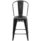 Flash Furniture – Tabouret de comptoir de 24 po avec dossier, pour intérieur, métal vieilli, noir (ET353424BK)-Tabouret de comptoir de style bistro