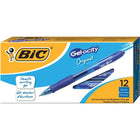 BIC - Stylos Gelocity à encre gel à pointe rétractable - 0,7 mm, bleus - Paquet de 12-Encre gel éclatante et qui coule bien pour l'écriture sans effort