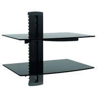 TygerClaw – Étagère à deux tablettes pour lecteur multimédia, 15 x 11,8 x 8,7 po, noir-Support pour lecteur DVD à deux étagères en verre noir de 5 mm