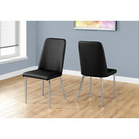 Monarch Specialties - 1034 Chaise - Simili-Cuir Noir/Chrome - Paquet de 2-Parson