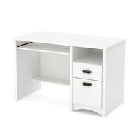South Shore - Bureau d'ordinateur Gascony avec plateau pour clavier, blanc pur, 47,5 x 23,5 x 30,75 po-DEUX TIROIRS: bénéficiez d’une multitude de rangement avec deux tiroirs dans lesquels vous pourrez ranger votre matériel de travail.