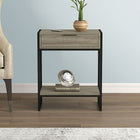 Safdie & Co. 20L Table D'Appoint - Métal Noir - Taupe Foncé 1 Tirroir 1 Étagère-Un grand tiroir, Une étagère de rangement.