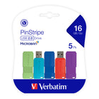 Verbatim - Clé USB 2.0 16 Go à rayures - paquet de 5 -Le connecteur USB rétractable signifie qu'il n'y a pas de capuchon que vous pouvez égarer.
