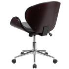 Flash Furniture – Chaise de conférence à pivot mi-dos SDSDM22405MAHBK, cuir noir, bois d'acajou-Dossier et siège en bois d'acajou courbé