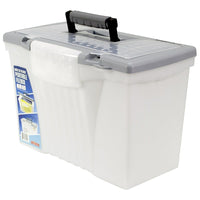 Storex – Boîte de classement portable, lettre/légal, argent (STX61504B03C)-Léger et portable