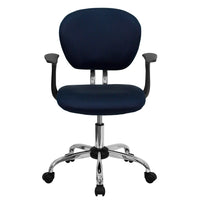 Flash Furniture - Fauteuil fonctionnel H2376FNAVYARMS à dossier mi-hauteur, mailles, bleu marine-Chaise de travail contemporaine