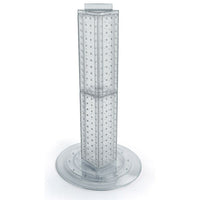 Azar Displays – Présentoir rotatif de comptoir à panneaux perforés sur 4 côtés, 24 x 4 x 4 (po), translucide (700222-CLR)-Présentoir à panneaux perforés emboîtables sur 4 côtés et base rotative en plastique transparent de 14 1/2 pouces de diamètre