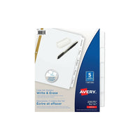 Avery - Intercalaires Écrire et effacer Big Tab - 5 onglets - blanc-Écrivez, effacez et réutilisez avec un stylo ou un crayon