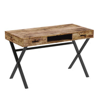 Safdie & Co. Bureau d'ordinateur avec 2 tiroirs et 1 étagère, 47 poL, Bois récupéré brun et métal noir-La combinaison parfaite du classique et du contemporain, le design simple et moderne de ce bureau rehaussera n'importe quelle pièce et complétera tout décor de maison existant
