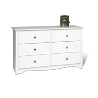 PrepacMC – Commode pour enfants à 6 tiroirs Monterey, 29 po, blanc-Bois composite stratifié blanc et de fabrication robuste MDF