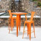 Flash Furniture – Ensemble avec table bistro et 2 tabourets, intérieur/extérieur, métal, orange (CH31330B230GBOR)-L'ensemble comprend une table et 2 tabourets