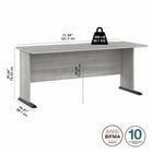 Bush Business Furniture - Bureau d'ordinateur 72 po l Studio A - gris platine-La surface de 72 po du bureau comprend trois passe-fils integres pour garder les fils et les câbles en ordre