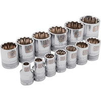 Dynamic Tools – Ensemble de 13 douilles 12 pans SAE standards, à prise de 3/8 po, 1/4 po à 1 po-Comprend (po) : 1/4, 5/16, 3/8, 7/16, 1/2, 9/16, 5/8, 11/16, 3/4, 13/16, 7/8, 15/16, 1
