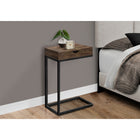 Monarch Specialties - 3406 Table D'Appoint - Metal Noir/Faux Bois Brun/Tiroir-Base en métal noir qui se glisse facilement sous un canapé ou une chaise