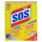 SOS - Tampons d'acier savonneux - Paquet de 10-Ces tampons allient la puissance de la laine d'acier à celle d'un savon longue durée