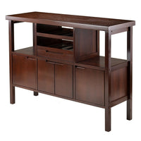 Winsome – Buffet/desserte Diego-Dimension totale du buffet : 46 larg. x 16 prof. x 34 haut. (po) des deux tablettes ouvertes : 12 larg. x 14 prof. x 12 haut. (po).