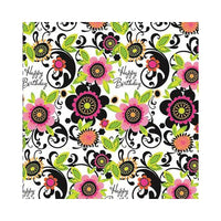 Papier d'emballage en rouleaux, Happy Birthday floral, Paquet de 10 (60036) - Rosedale-Motif floral Happy Birthday