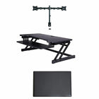 Rocelco - Deluxe Ensemble de bien-être de rehausseur de bureau à hauteur réglable avec support pour tapis et double moniteur-Conception de réglage de la hauteur rapide, facile et stable: cadre en métal robuste avec poignée latérale facile à saisir et assistance à piston à gaz, peut monter et descendre jusqu'à 35 livres avec un réglage en hauteur continu de 5 "à 17" au-dessus du bureau pour optimiser la position de travail ergonomique pour les personnes de la plupart des hauteurs