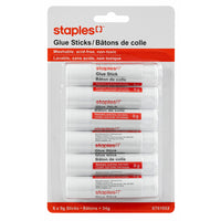 Staples - Bâtons de colle lavable - 9g - Paquet de 6-Bâtons de colle pour l'école et les travaux manuels