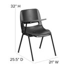 Flash Furniture – Chaise coquille ergonomique avec tablette rabattable à droite, noir (RUTEO1BKRTAB)-8