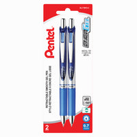 Stylos EnerGel à gel liquide de Pentel, pointe rétractable, 0,7 mm, bleu, paquet de 2-Conçue pour intégrer les meilleures qualités de l’encre liquide et de l’encre gel