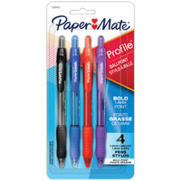 Papermate - Stylos à bille Profile rétractables – 1,4 mm – couleurs variées-Ne coulent pas - finis les poches et les sacs tachés ! 