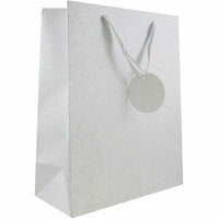 JAM Paper - Sacs-cadeaux à paillettes sans gâchis - Grand - 10 x 13 x 5 - Argent - 6/paquet-Couleur: Argent