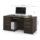 Bestar – Bureau de direction Embassy, 66 po, chocolat foncé (60850-79)-Dimensions assemblées : 66'L x 29,8'P x 30,4'H