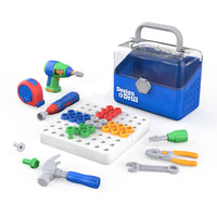 Educational Insights - Conception et boîte à outils de forage®-Les petits constructeurs peuvent percer, marteler, mesurer et plus encore avec la boîte à outils Design & Drill, remplie de vrais outils de travail que les enfants peuvent appeler les leurs