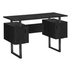 Monarch Specialties - 7606 Bureau 48 po L - Metal Noir/Chêne Noir-Un bureau d'ordinateur contemporain de style milieu du siècle avec beaucoup d'espace pour un ordinateur de bureau ou un ordinateur portable, soutenu par de solides pieds en métal noir en forme de U