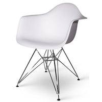 Nicer Furniture - fauteuil de style Eiffel avec pieds chromés - White - paquet de 4-Siège moulé en plastique robuste de haute qualité avec une finition mate