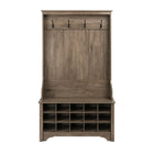 Prepac – Porte-manteaux de vestibule Dsog-0011-1 avec compartiments pour chaussures, gris délavé-4 crochets de manteaux doubles robustes