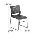 Flash Furniture - Chaise empilable noire de la série HERCULES à base traîneau d'une capacité de 881 lb avec dossier ventilé-Garantie à vie limitée sur le cadre
