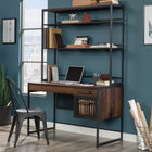 Sauder - La Collection Briarbrook Meuble d'ordinateur avec surmeuble - Finition Barrel Oak-Finition Barrel Oak, Bois d'ingenierie, Metal
