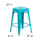 Tabouret de comptoir sans dossier de 24 po, intérieur/extérieur, bleu sarcelle brillant (ET-BT3503-24-CB-GG)-5