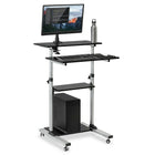 Mount-It! - Bureau d’ordinateur debout mobile/poste de travail à hauteur réglable (Bureau debout + support pour écran)-Le chariot pour ordinateur debout a une capacité maximale de 132 lb