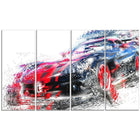 Designart – Voiture de sport rouge et noire, toile de style galerie, 4 panneaux (PT2638-271)-Impression