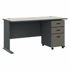 Bush Business Furniture - Bureau 60 po avec classeur mobile Cubix de, ardoise/blanc spectral-L’ensemble comprend : un bureau 60L x 27P et un classeur mobile à 3 tiroirs