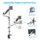 SHOPPINGALL Bras de moniteur extra-long à double vérin à gaz, empilé verticalement, pour écrans 15"-32" -SA-GA24L-Blanc-8