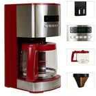 Kenmore - Cafetière programmable Aroma Control de 12 tasses - rouge/acier inoxydable-Grande capacité de 12 tasses avec option d'infusion de 1 à 4 tasses