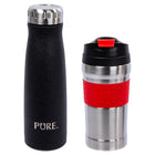 PURE Drinkware - Ensemble de verre, gourde et gobelet à café, rouge-Matériau: acier inoxydable 18/8 de première qualité