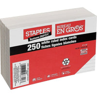 Staples® - Fiches blanches lignées, 4 po x 6 po-Robustes et économiques  