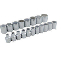 19douilles longues standard à 12pans, prise3/8-1