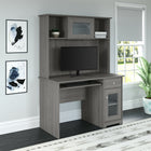 Bush Furniture - Petit Bureau d’ordinateur 48 po avec huche et tablette clavier Cabot - Gris moderne-La surface de travail durable peut supporter jusqu’à 200 lb pour accueillir une variété de matériel et d’équipement