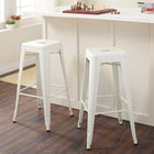 Plata Decor - Tolix 26"H Tabouret - Blanc - paquet de 2-Aucun assemblage requis