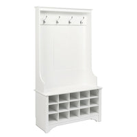 Prepac – Porte-manteaux avec compartiments pour chaussures, blanc - (WSOG-0011-1)-Fini laminé blanc frais