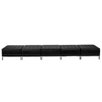 Flash Furniture – Banc à 5 places Hercules Imagination, noir-Revêtement en cuir souple noir